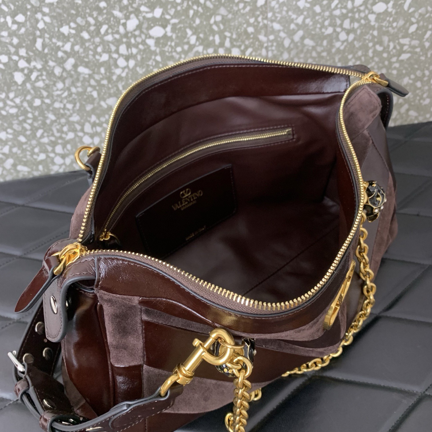 VALENTINO PANTHEA lambskin bag WB0S70 dark brown VALENTINO PANTHEA lambskin bag WB0S70 dark brown