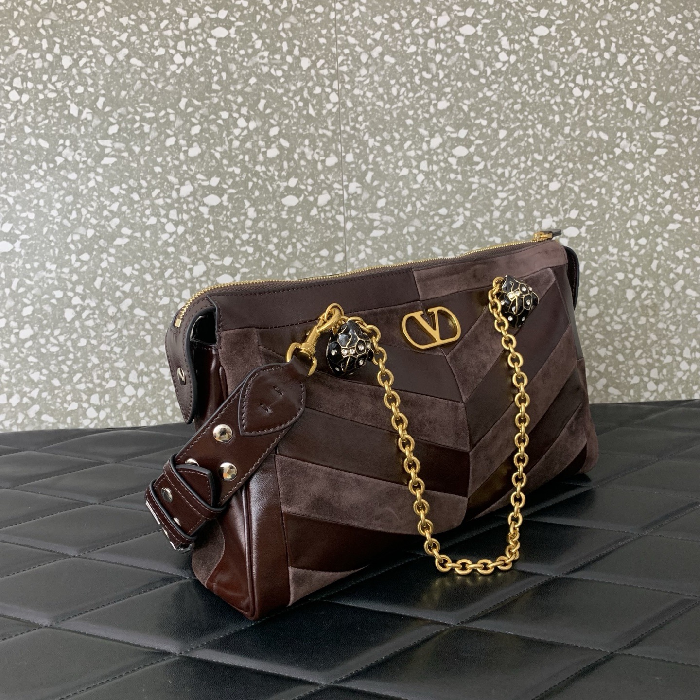 VALENTINO PANTHEA lambskin bag WB0S70 dark brown VALENTINO PANTHEA lambskin bag WB0S70 dark brown