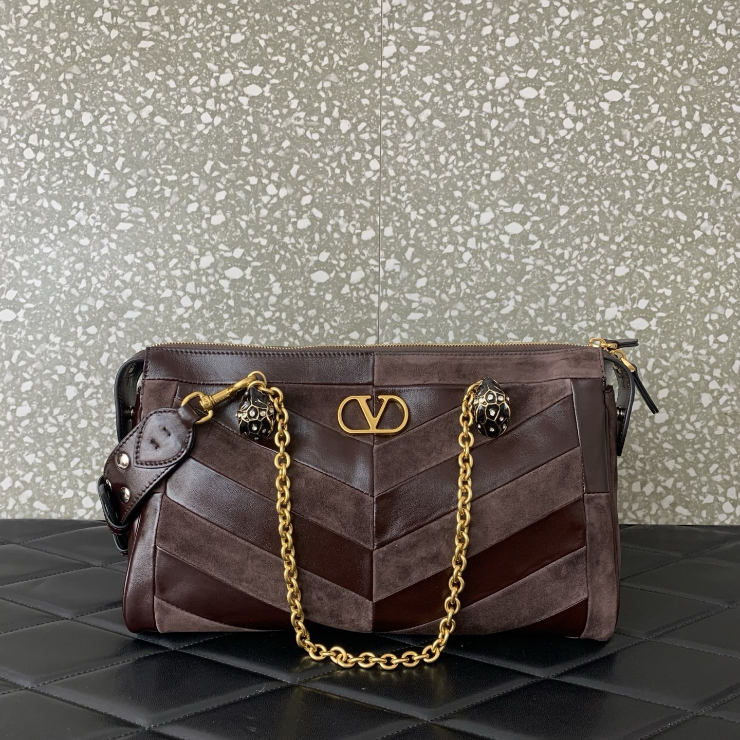 VALENTINO PANTHEA lambskin bag WB0S70 dark brown VALENTINO PANTHEA lambskin bag WB0S70 dark brown