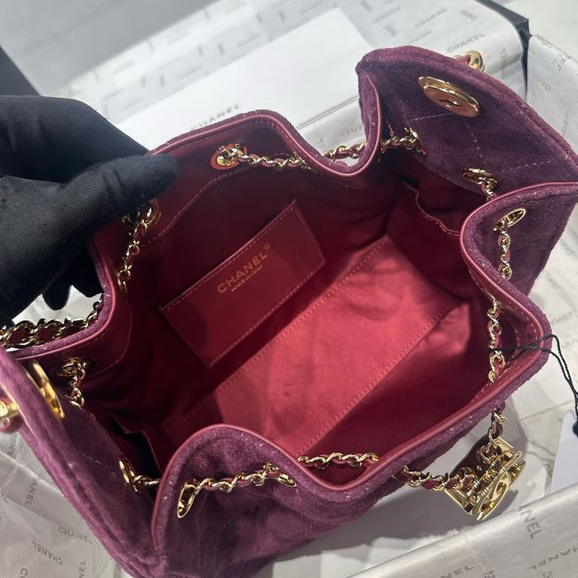 CHANEL 25 Mini Handbag Suede AS5631 Burgundy CHANEL 25 Mini Handbag Suede AS5631 Burgundy