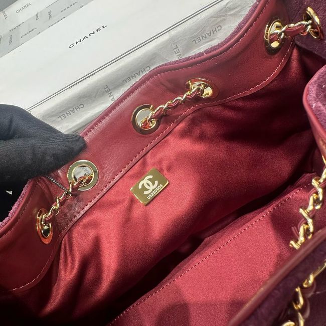 CHANEL 25 Mini Handbag Suede AS5631 Burgundy CHANEL 25 Mini Handbag Suede AS5631 Burgundy