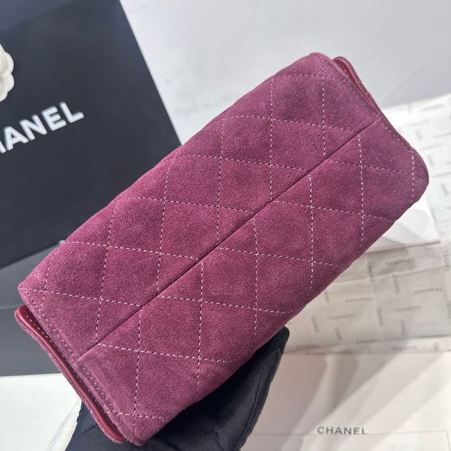 CHANEL 25 Mini Handbag Suede AS5631 Burgundy CHANEL 25 Mini Handbag Suede AS5631 Burgundy