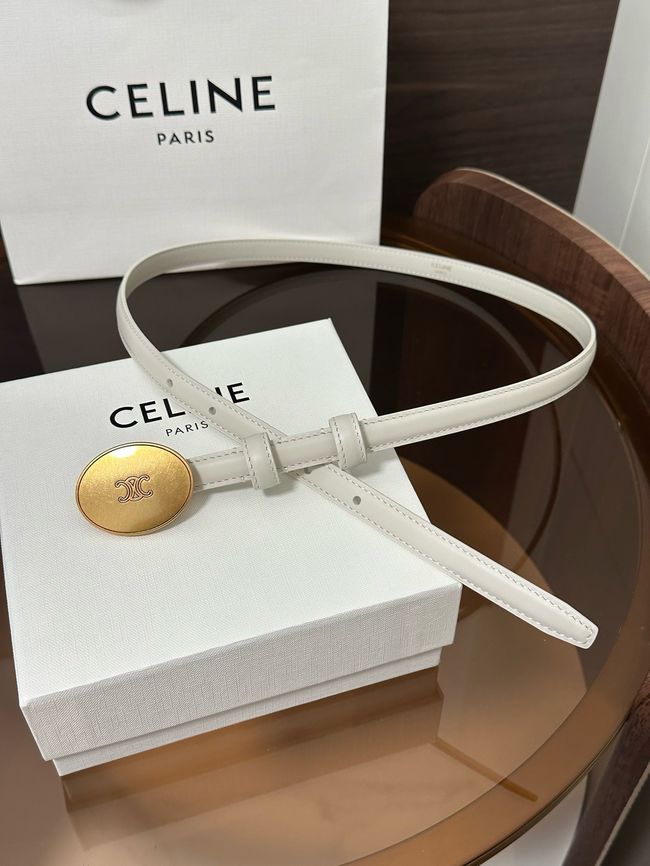 Celine Ellipse Belt 13 IN Taurillon Leather 10673 white Celine Ellipse Belt 13 IN Taurillon Leather 10673 white