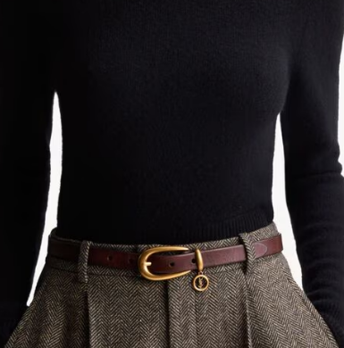 Saint Laurent CASSANDRE charm elongated buckle thin belt in leather S2596-6 Saint Laurent CASSANDRE charm elongated buckle thin belt in leather S2596-6