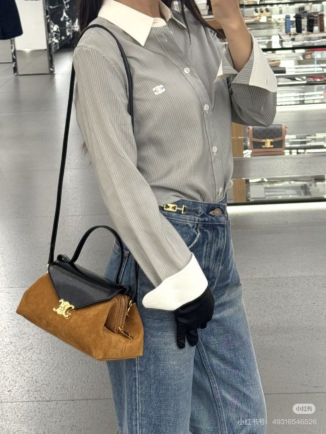 CELINE FLAIR IN GRAINED CALFSKIN L10BF5 Suede CREAMY & black