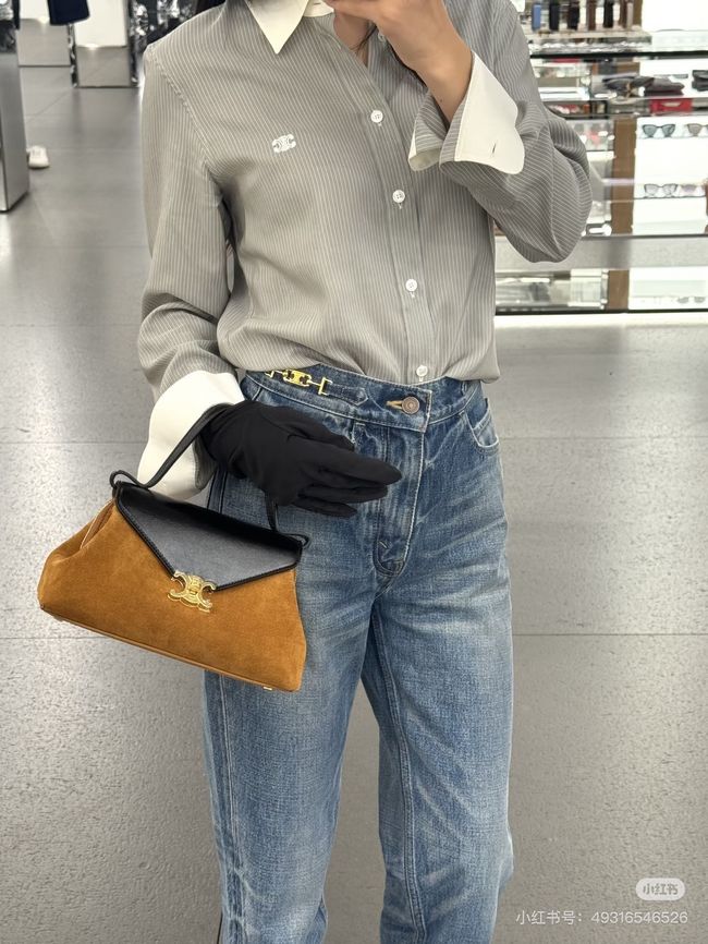 CELINE FLAIR IN GRAINED CALFSKIN L10BF5 Suede CREAMY & black