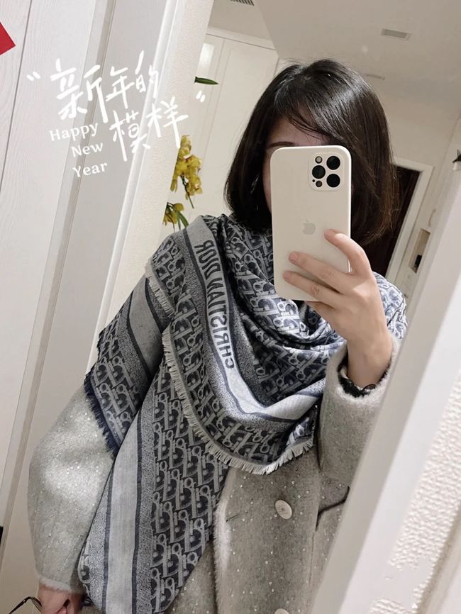 Dior Oblique Shawl Wool and Silk Jacquard I1058-3 Dior Oblique Shawl Wool and Silk Jacquard I1058-3