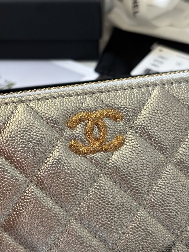 Chanel Classic Zipped Wallet AP5077 Silvery