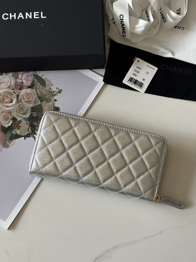 Chanel Classic Zipped Wallet AP5077 Silvery