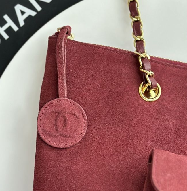 Chanel Shopping Bag Suede AS6483 Burgundy Chanel Shopping Bag Suede AS6483 Burgundy
