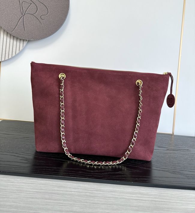 Chanel Shopping Bag Suede AS6483 Burgundy Chanel Shopping Bag Suede AS6483 Burgundy