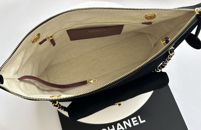 Chanel Shopping Bag Suede AS6483 black