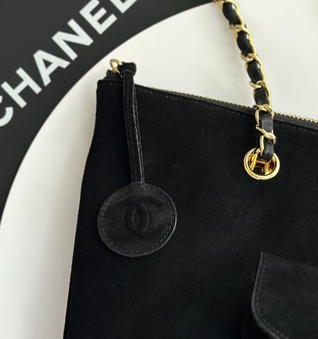 Chanel Shopping Bag Suede AS6483 black