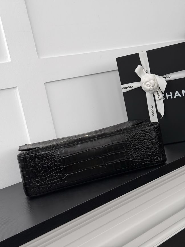 Chanel Crocodile Embossed Maxi Flapbag Calfskin AS6233 Black Chanel Crocodile Embossed Maxi Flapbag Calfskin AS6233 Black