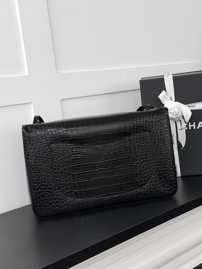 Chanel Crocodile Embossed Maxi Flapbag Calfskin AS6233 Black Chanel Crocodile Embossed Maxi Flapbag Calfskin AS6233 Black