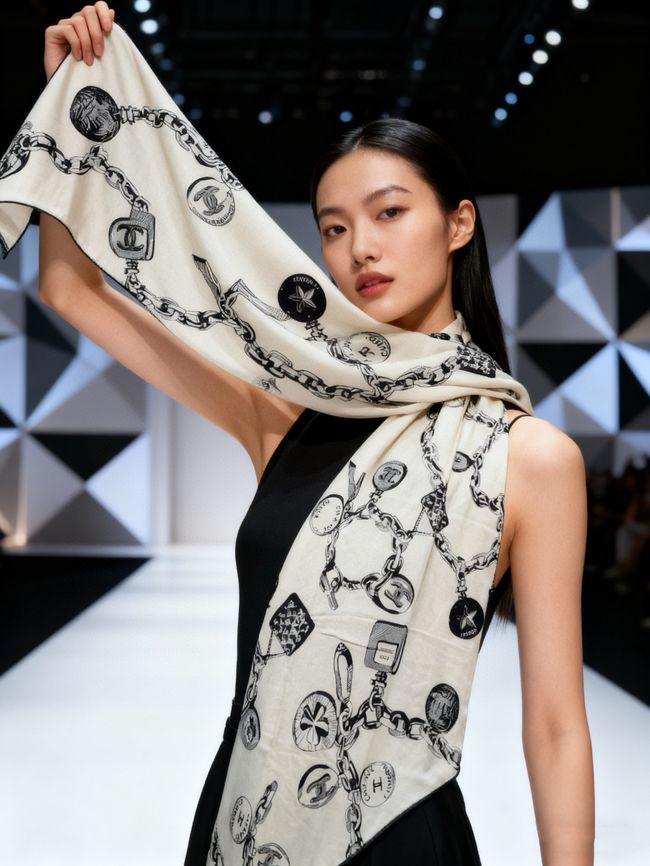 Chanel Wool and Silk Shawl AAC492-4 Chanel Wool and Silk Shawl AAC492-4