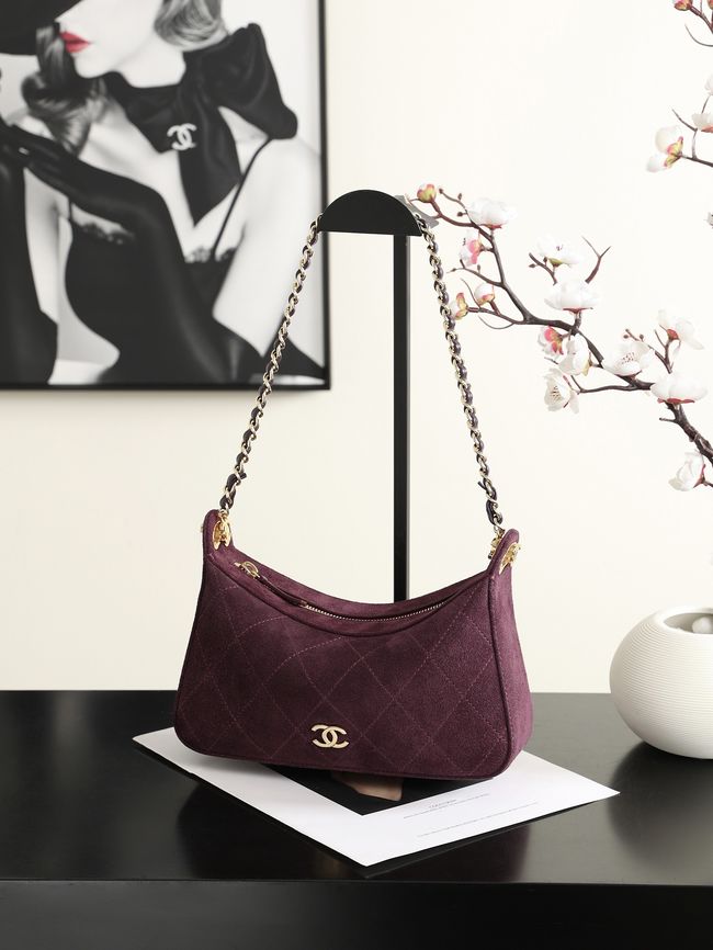 CHANEL Hobo Bag Suede AS6640 Burgundy CHANEL Hobo Bag Suede AS6640 Burgundy