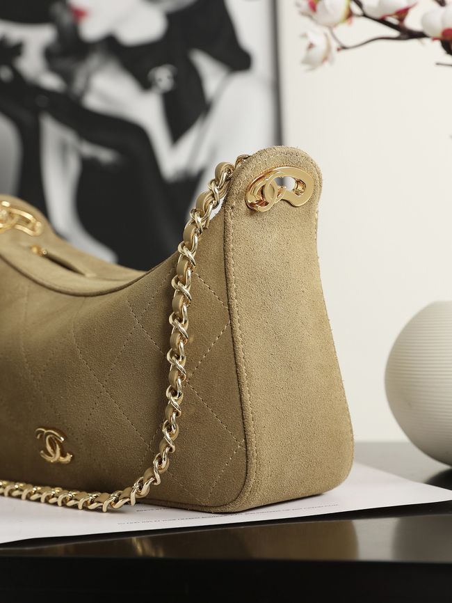 CHANEL Hobo Bag Suede AS6640 apricot