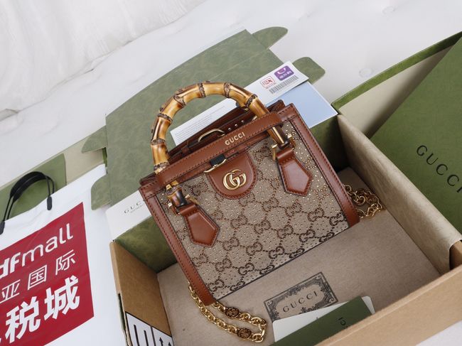 Gucci Diana embroidered small tote bag 675800 brown Gucci Diana embroidered small tote bag 675800 brown
