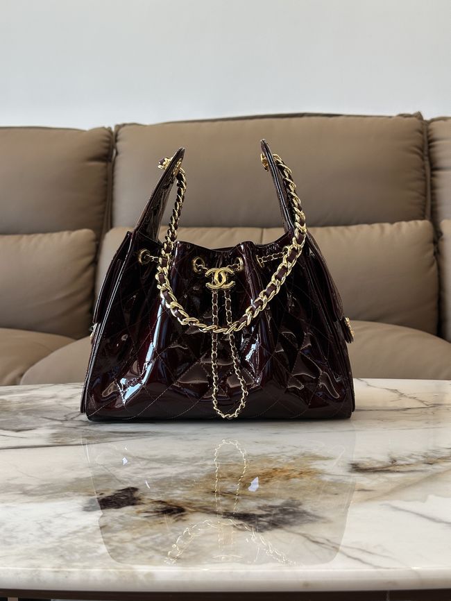 CHANEL 25 SMALL HANDBAG patent leather AS5293 Burgundy CHANEL 25 SMALL HANDBAG patent leather AS5293 Burgundy