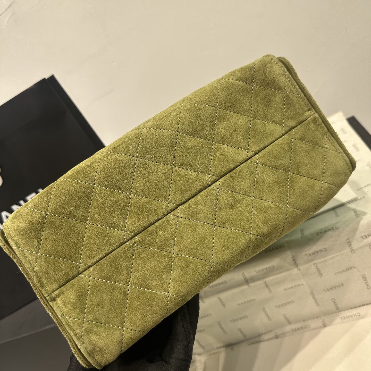 CHANEL 25 Small Handbag Suede AS5293 Green
