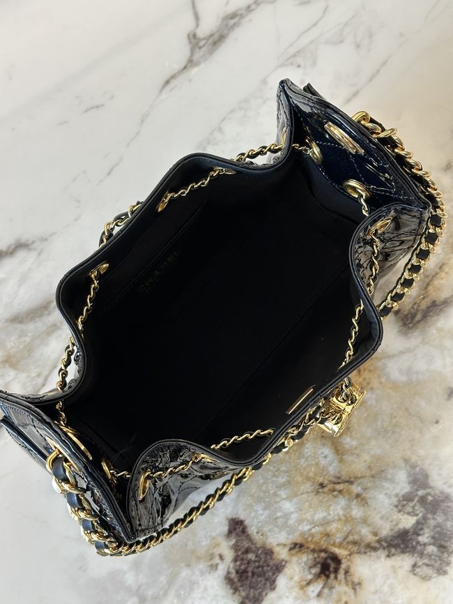 CHANEL 25 Mini Handbag patent leather AS5631 black