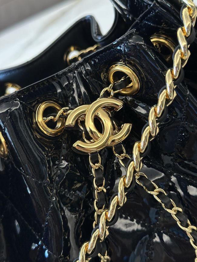CHANEL 25 Mini Handbag patent leather AS5631 black