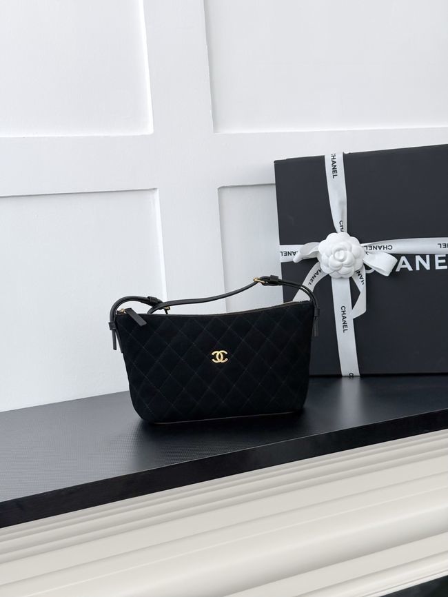 CHANEL Hobo Bag Suede AS5322 black