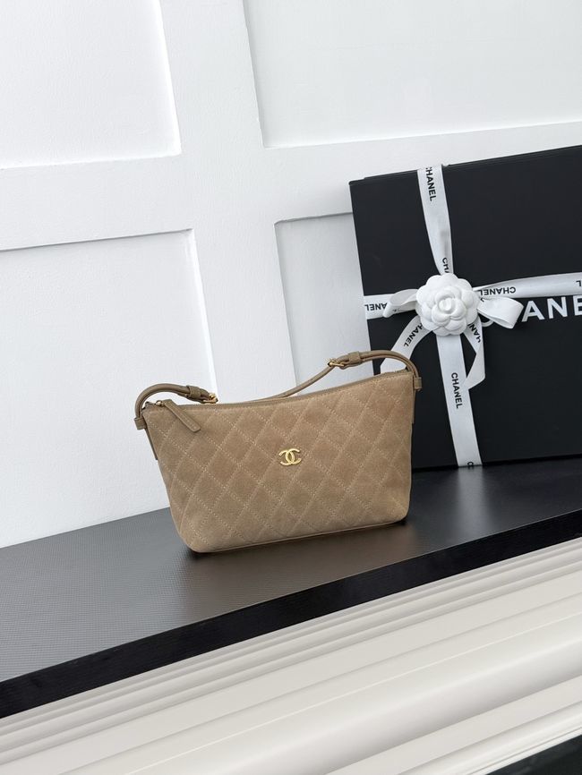 CHANEL Hobo Bag Suede AS5322 dark beige